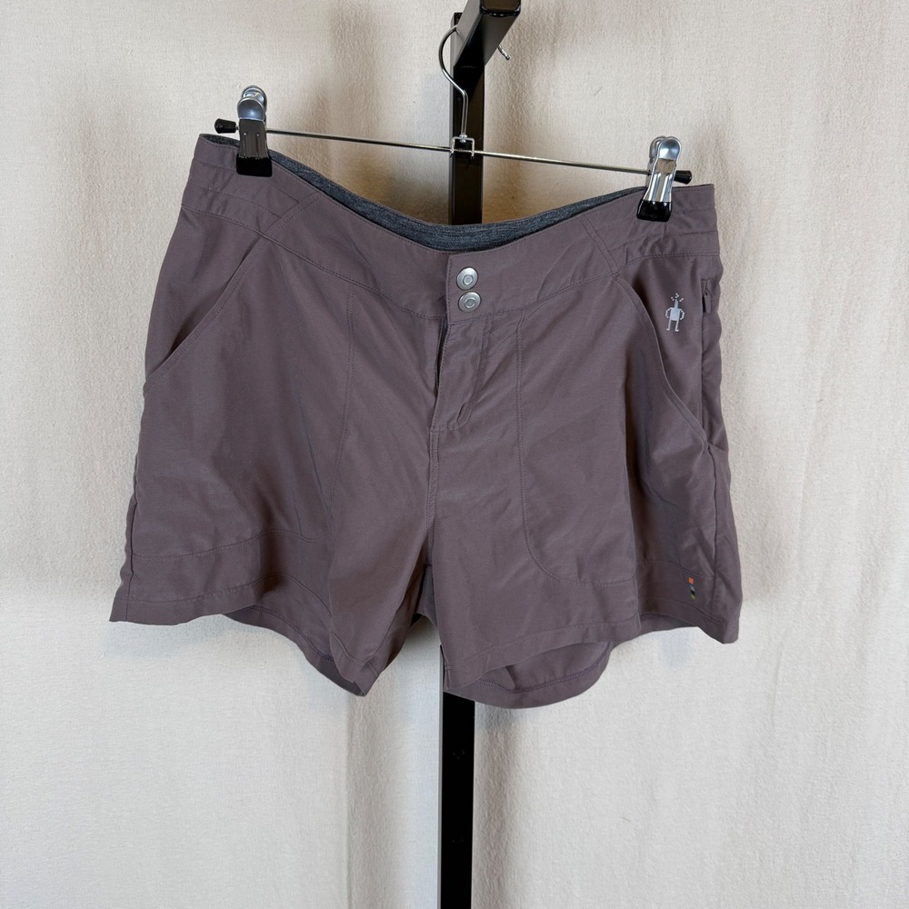 Smartwool Womens Hike Shorts Mauve Purple Sz M Double Button Zip 4" Inseam
